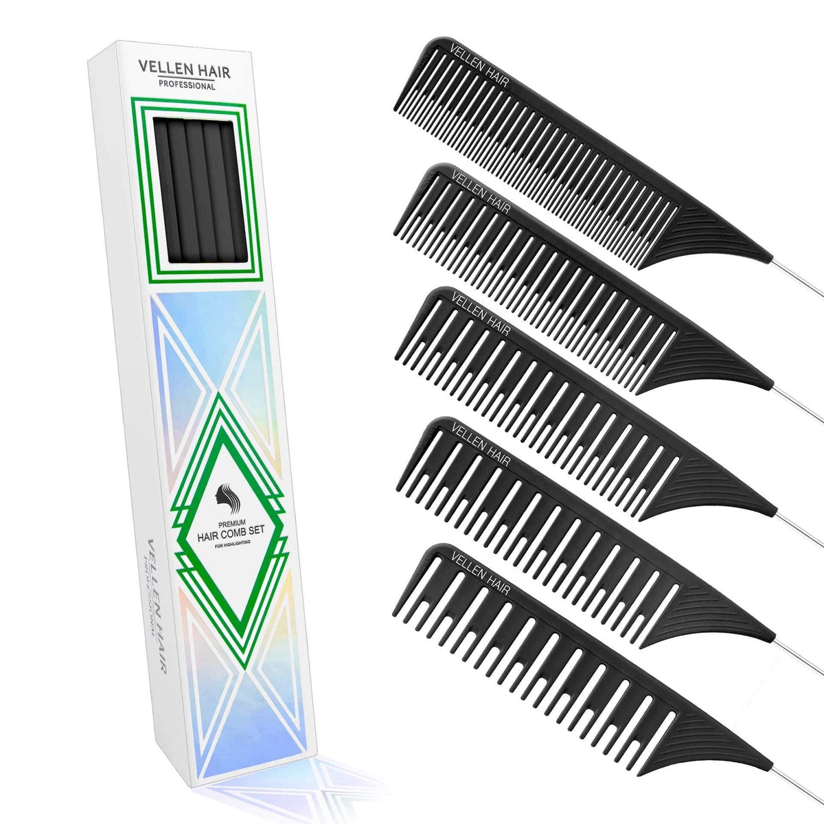 Highlighting Comb 5 Pack Black Accessories - Vellen Hair - Luxe Pacifique