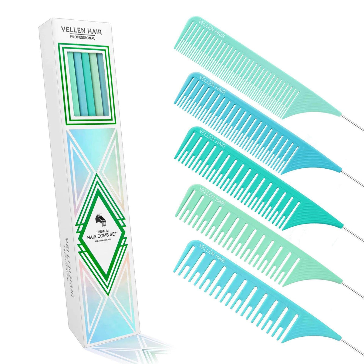 Highlighting Comb 5 Pack Mint/Blue Accessories - Vellen Hair - Luxe Pacifique