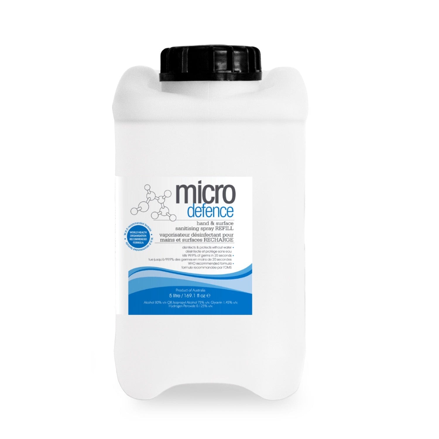 Micro Defence 75% Alchohol H&S Sani Spray Bulk Refill 5L Beauty - Caron Lab - Luxe Pacifique