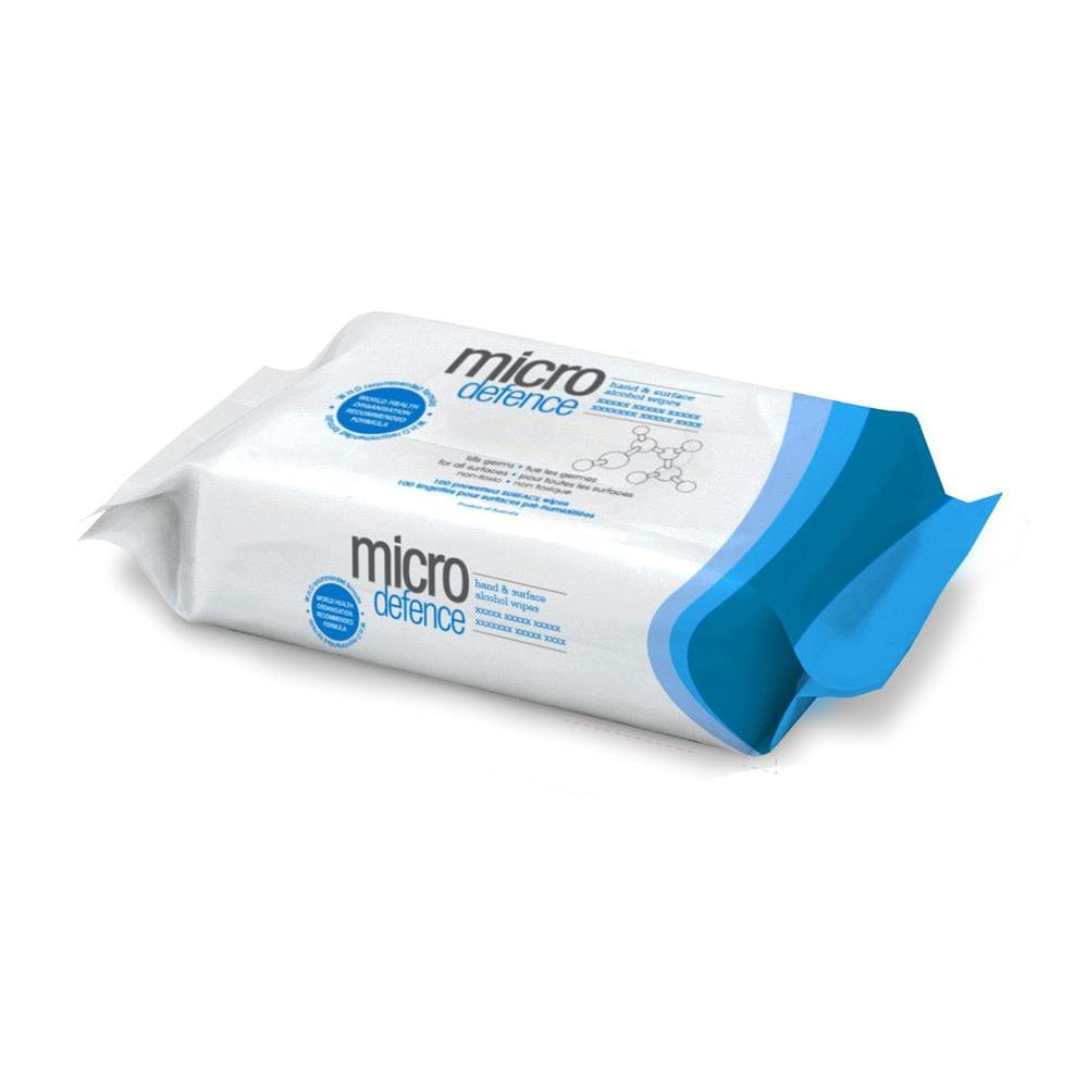 Micro Defence 75% Alcohol Body &amp; Surface Wipes 100 PK Beauty - Caron Lab - Luxe Pacifique