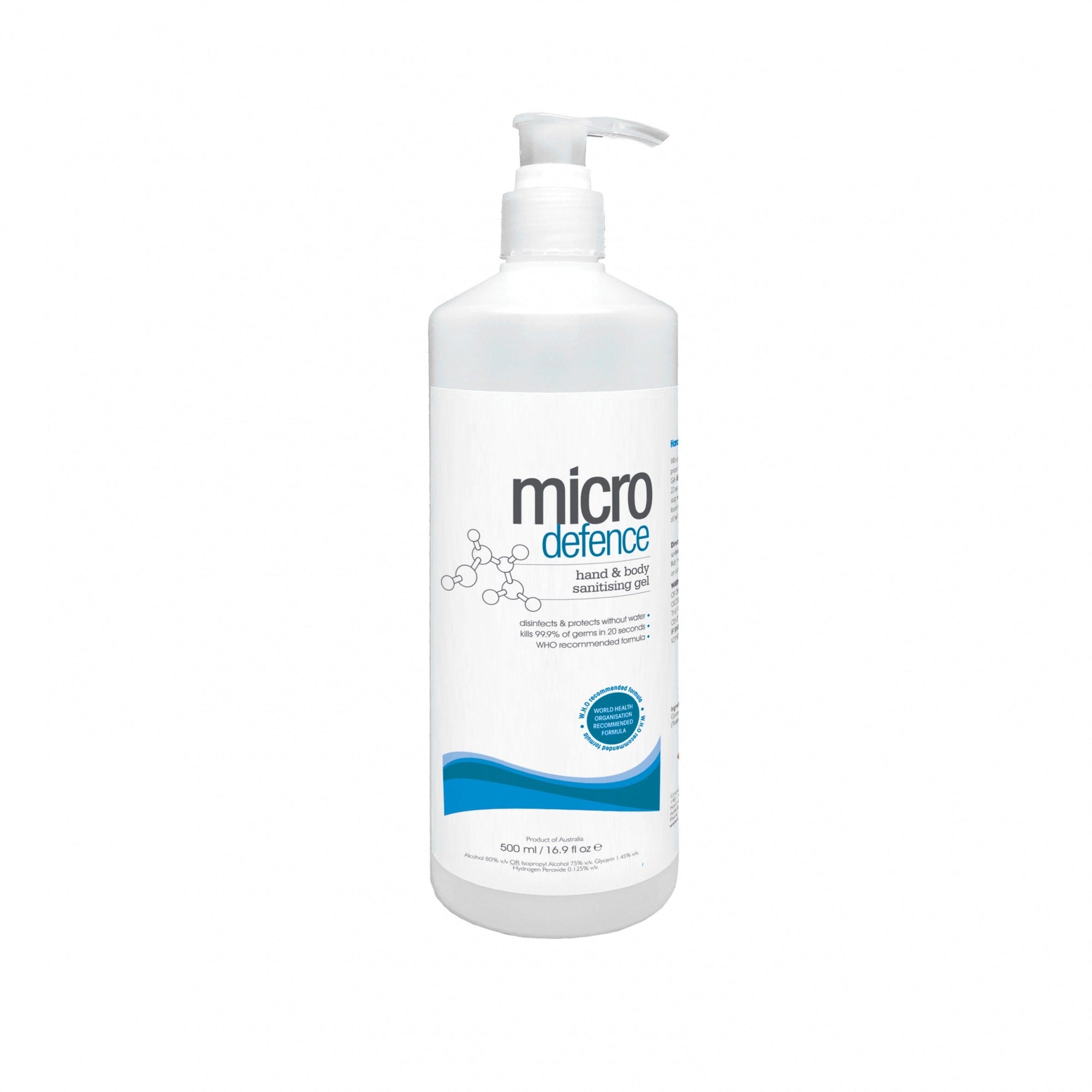 Micro Defence Hand & Body Sanitising Gel 500ml Beauty - Caron Lab - Luxe Pacifique