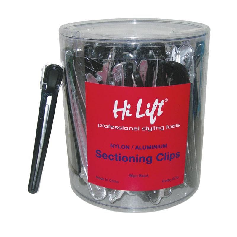 Nylon Aluminium Sectioning Clips Black 36 Piece Tub HAIR - Hilift - Luxe Pacifique