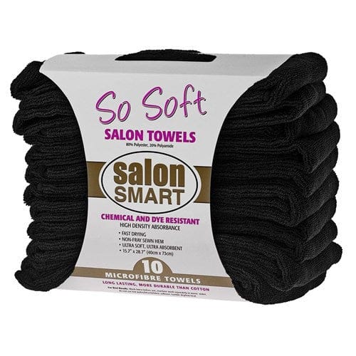 So Soft Black Microfibre Towels x10 Accessories - Salon Smart - Luxe Pacifique